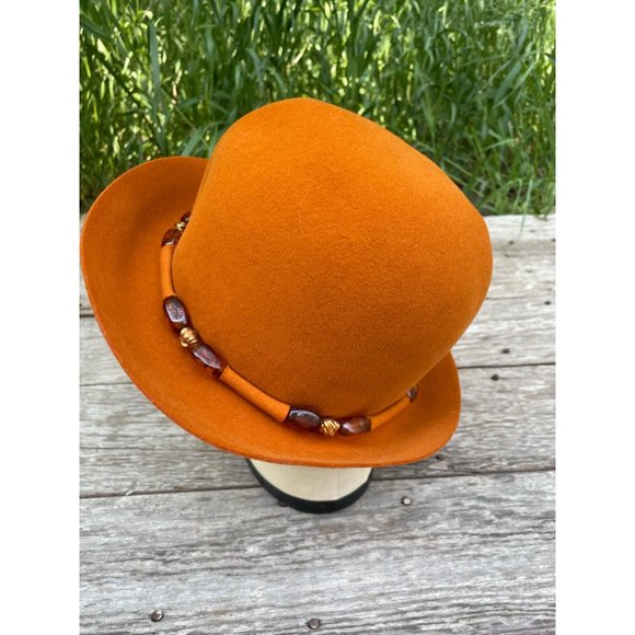 Vintage 1960s Wool Felt Bucket Hat Beaded Band Mr Johns Classic - Picture 14 of 14